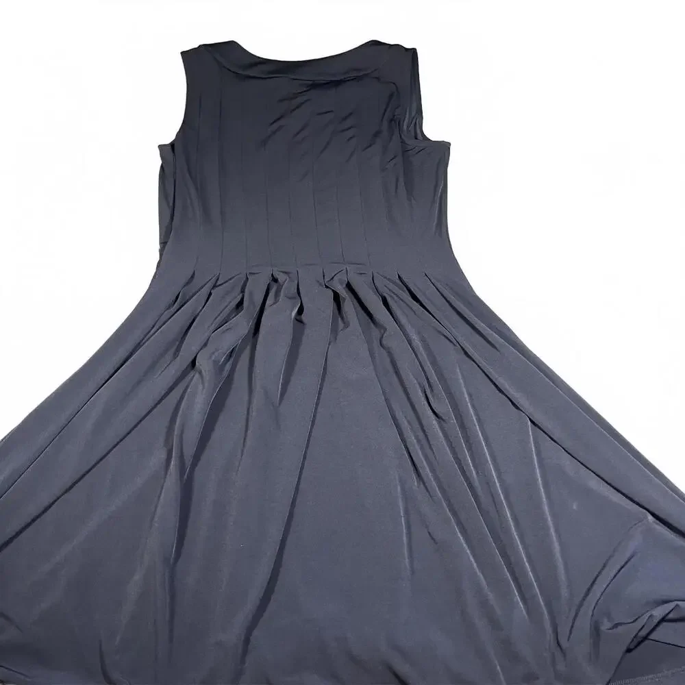 Brooks Brothers $349 Woman’s L Pleated Flare Dress Sleeveless poly/spandex blend - Picture 3 of 9